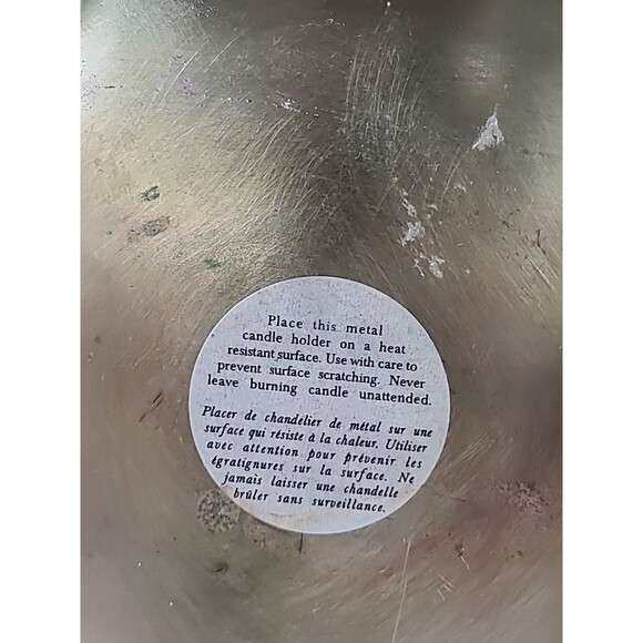 Round Brass Stars and Scrolls Pillar Candleholder Vintage Home Decor - Picture 10 of 10